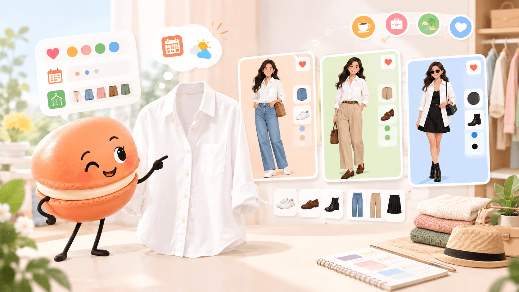 Five outfits from one white shirt