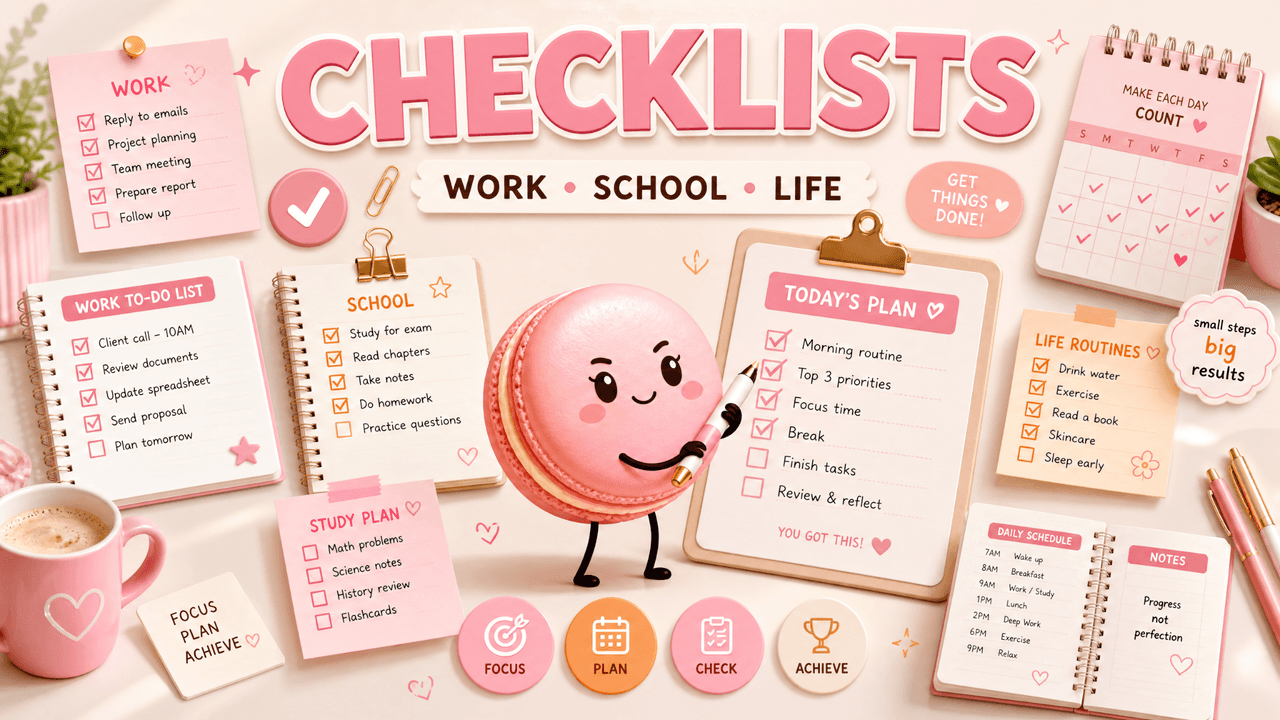List of Checklists for Work, School, and Life
